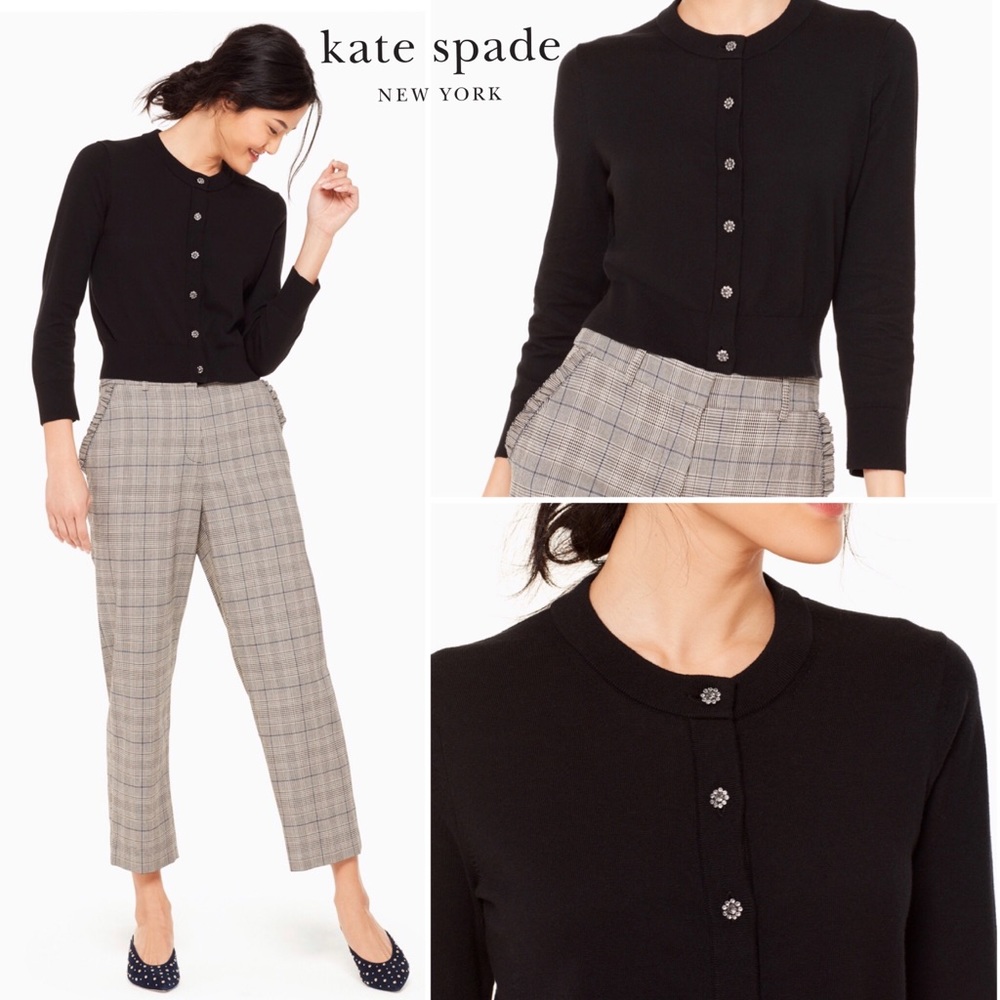 Kate Spade Jeweled Button Cropped Cardigan